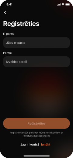 Ekrānšāviņš Izveido profilu
